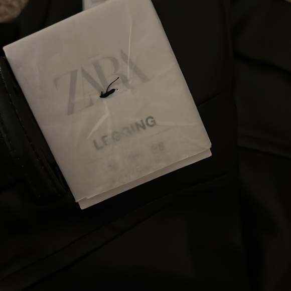 Zara Black Faux Leather High Rise Ankle Zip Leggings - Picture 10 of 10